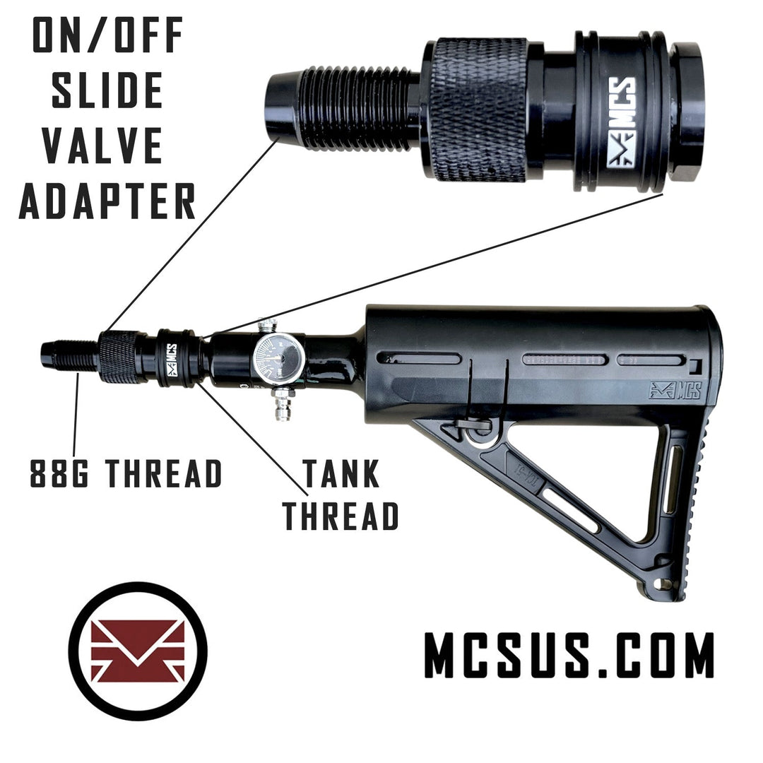 integrated On/Off Slide Valve HPA Air Adapter (Female Side Air Tank Thread - Male Side 88g Thread)